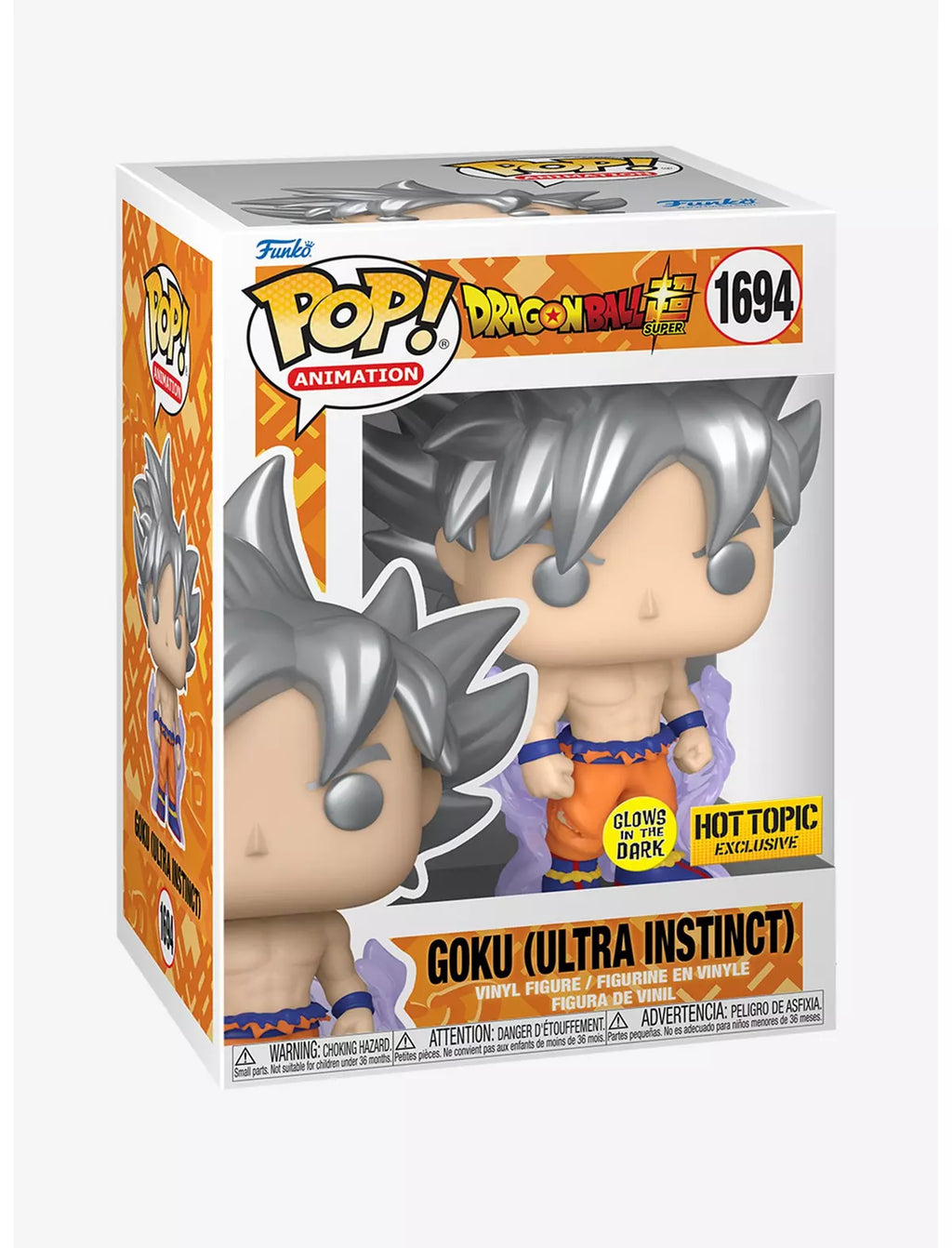Funko Dragon Ball Super Pop! Animation Goku (Ultra Instinct) Glow-In-The-Dark Vinyl Figure Hot Topic Exclusive